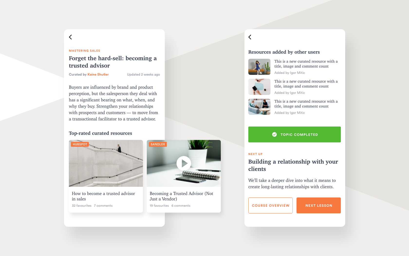 elarning platform for curated content